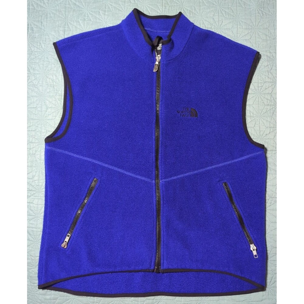 Vtg 90s The North Face Blue Fleece Full Zip Vest Made In USA Lightweight Sz M
